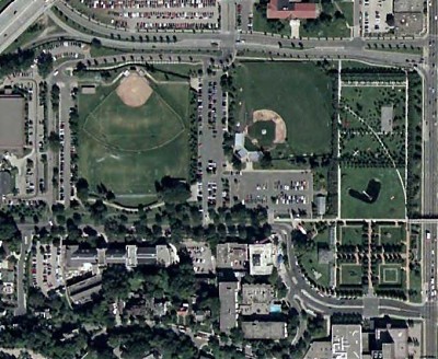 Aerial view of Parade Park and Minneapolis Sculpture Garden, courtesy Google Maps