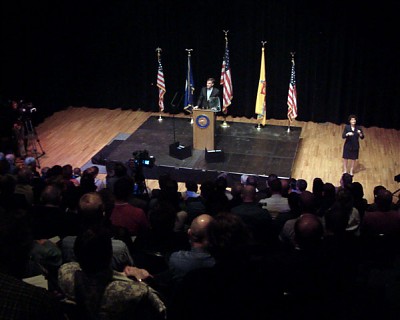 Mayor Coleman speaks to a full house at Monday's address
