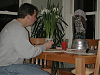 Lew at JD's breakfast table