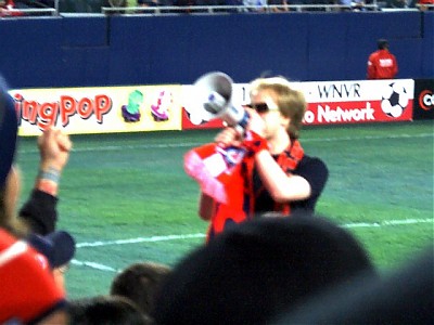 Section 8 supporter leads the crowd